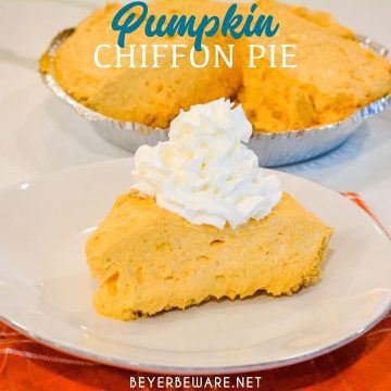 This Pumpkin Chiffon Pie recipe is the silky, creamy version of the traditional pumpkin pie. Made with real pumpkin and pudding, it is a great no-bake pumpkin pie.