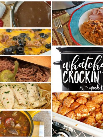 This week's Whatcha Crockin' crock pot recipes include Crock Pot Italian Beef Sandwiches, Crock Pot Chili Cheese Casserole, Slow Cooker Mashed Sweet Potatoes, Crock Pot Beef Quinoa Stew, Crock Pot Angel Chicken, Crock Pot Caramel S'Mores Fondue, Crock Pot Monkey Bread and much more!