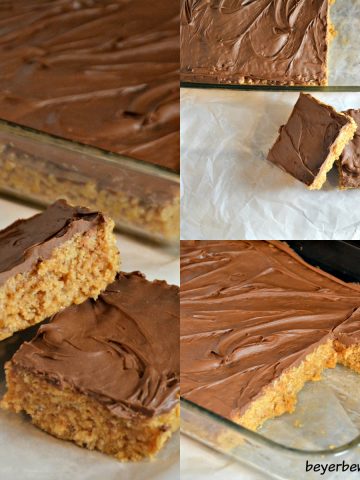 Scotcheroos are the peanut butter ricke krispies treats everyone will crave. The no-bake peanut butter chocolate bars ready in under 15 minutes.