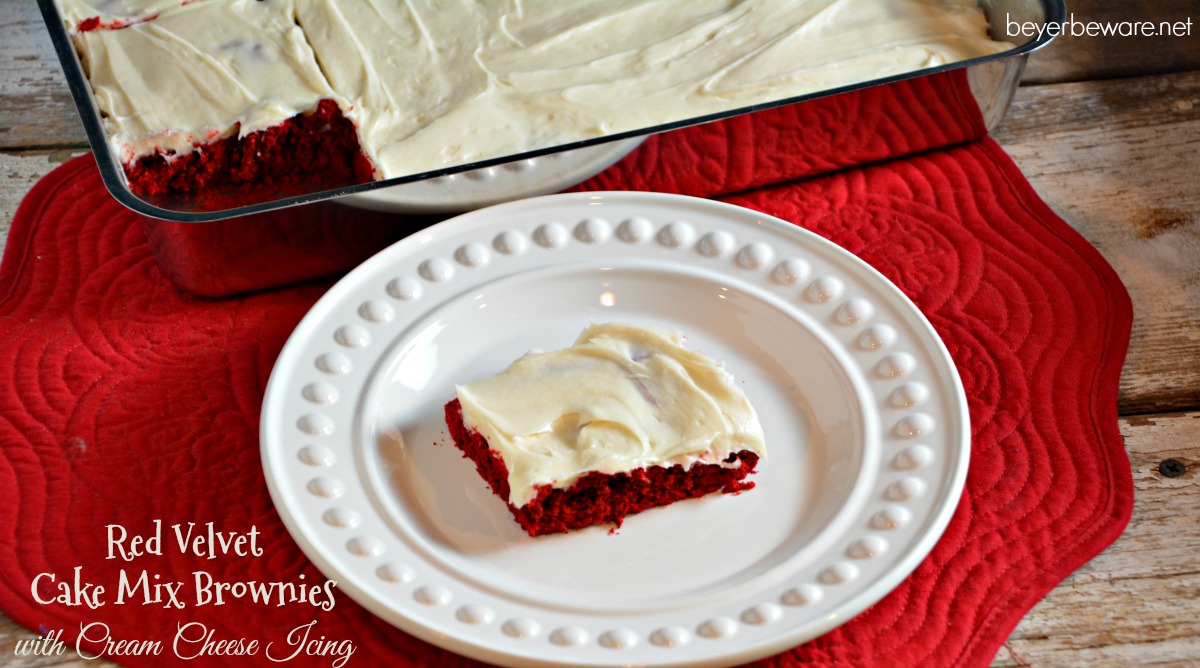 If you love red velvet cake and brownies, this red velvet cake mix brownies recipe a collision of favorites topped with an easy cream cheese icing.