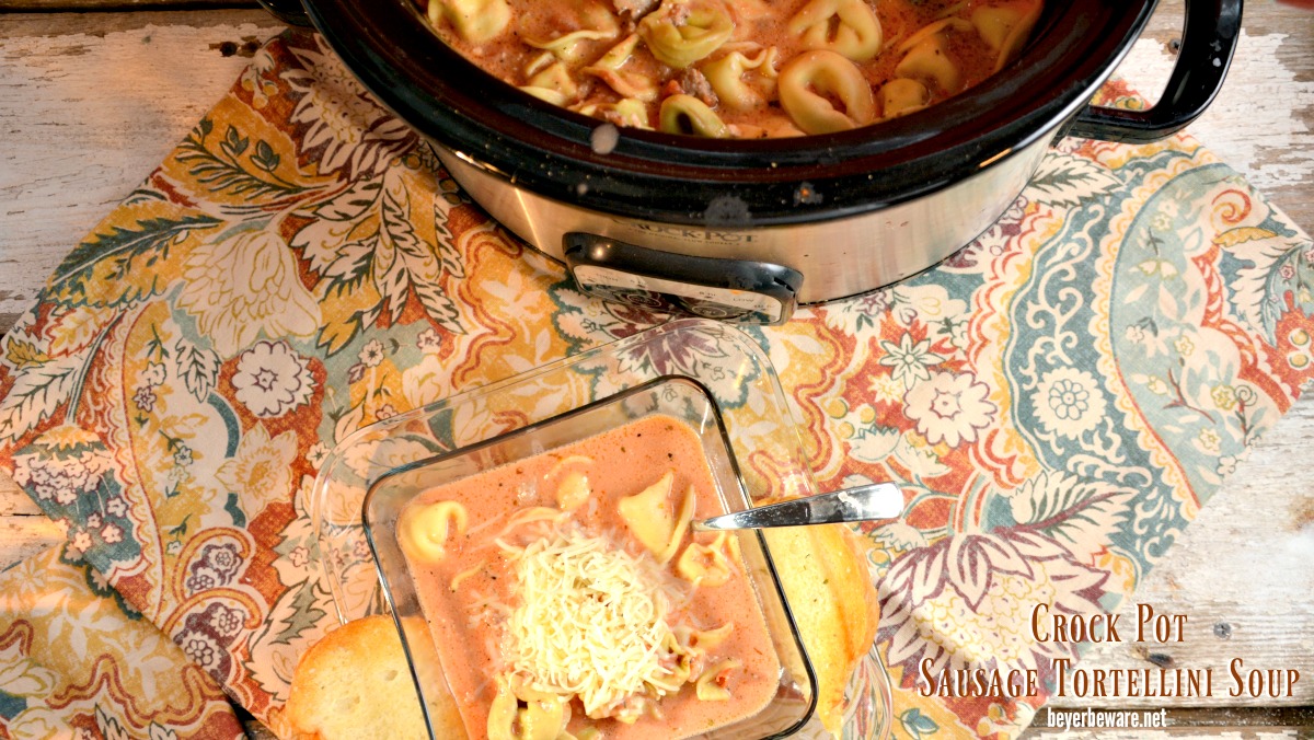 This creamy, cheesy, spicy crock pot sausage tortellini soup is perfect for a weeknight when you need filling meal waiting for you when you get home.