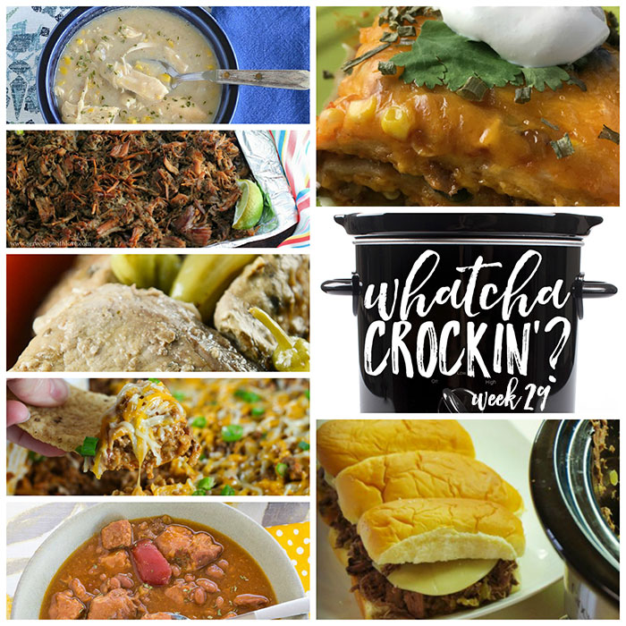 This week's Whatcha Crockin' crock pot recipes include Crock Pot Spicy Enchilada Stack, Crock Pot Pork Baked Bean Soup, Crock Pot Beef Enchilada and Rice Dip, Slow Cooker Carnitas, Slow Cooker Italian Beef, Crock Pot Chicken Corn Chowder, Crock Pot Mississippi Pork Chops and much more!