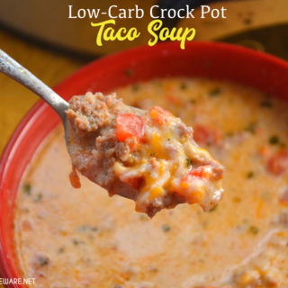 Keto Taco soup combines hamburger or sausage, cream cheese, and Rotel with seasoning and breath for a low-carb Mexican meal.