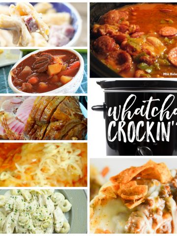 This week's Whatcha Crockin' crock pot recipes include Slow Cooker Cajun Red Beans and Rice, Ham and Cheese Pasta Bake, Slow Cooker Beef Stew, Crock Pot Chicken Alfredo Tortellini, Crock Pot Taco Bake, Crock Pot Garlic Honey Mustard Ham, Slow Cooked Spanish Chicken With Chorizo Spiced Rice and much more!