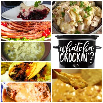 This week's Whatcha Crockin' crock pot recipes include Slow Cooker Chicken and Noodles, Slow Cooker Chicken Enchilada Soup, Crock Pot Cowboy Casserole, Mixed Berry Dump Cake, Slow Cooked Pineapple Brown Sugar Glazed Ham, Texas Queso Dip, Slow Cooker Mexican Pot Roast Tacos and much more!