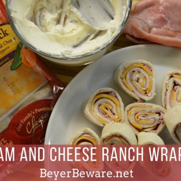Ham and cheese ranch wraps are staples in our house in the summer. The simple recipe can be made quickly and travels well to where ever the family is going.