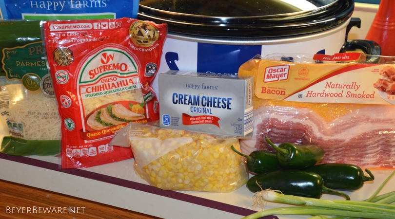 This crock pot hot bacon and corn dip recipe is a new family favorite dip as it is ooey-gooey cheesiness with a hint of heat with jalapenos keeps everyone coming back for just one more dip.