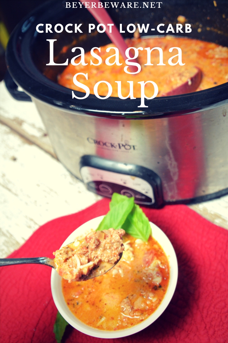 Keto Lasagna Soup - Creamy, rich, and meaty make this crock pot low-carb lasagna soup recipe a hearty one I will make over and over. #keto #lowcarb #crockpot #lasagnasoup #soup #ketosoup