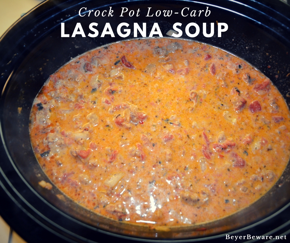 Creamy, rich, and meaty make this crock pot low-carb lasagna soup