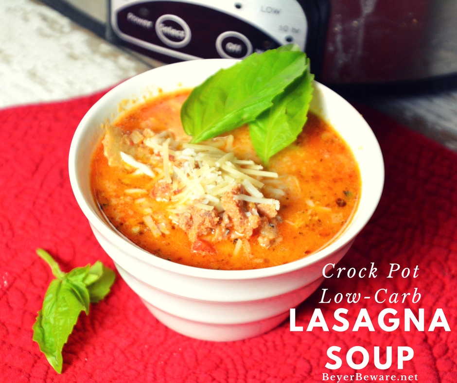 Creamy, rich, and meaty make this crock pot low-carb lasagna soup recipe one I will make over and over.