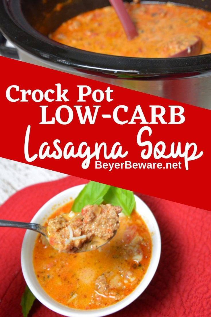 Crock Pot Low-Carb Lasagna Soup is a creamy and rich Italian recipe to satisfy a pasta craving without any pasta when following a keto diet.