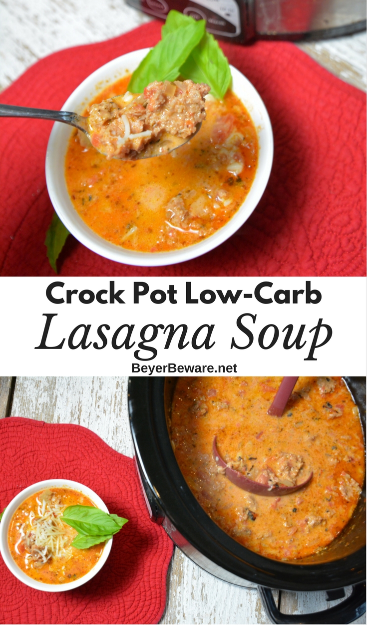 Keto Lasagna Soup - Creamy, rich, and meaty make this crock pot low-carb lasagna soup recipe a hearty one I will make over and over. #keto #lowcarb #crockpot #lasagnasoup #soup #ketosoup