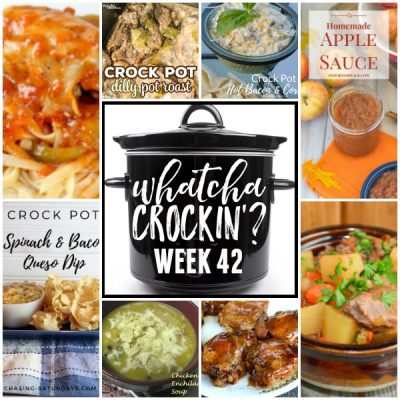 This week’s Whatcha Crockin’ crock pot recipes include Chicken Enchilada Soup, Chicken Cacciatore, Dilly Crock Pot Roast, Mom's Crock Pot Beef Stew, Crock Pot Hot Bacon and Corn Dip, Slow Cooker Brown Sugar Chicken, Crock Pot Apple Sauce, Crock Pot Spinach and Bacon Queso Dip and much more!