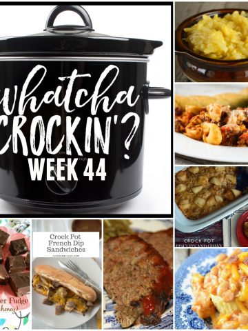 This week’s Whatcha Crockin’ crock pot recipes are all about comfort food, including Crock Pot Meatloaf, Cheesy Crock Pot Tortellini Casserole, 4 Ingredient Crock Pot Cheesy Potatoes, Crock Pot Biscuits and Gravy Casserole, Crock Pot Cheesy Chicken Chowdown, Slow Cooker Fudge Made with Honey, Crock Pot French Dip, Instant Pot Goulash and many more!