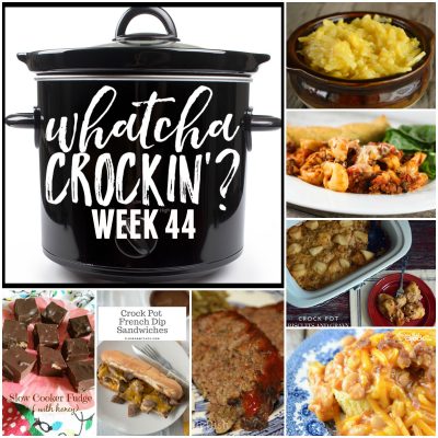 This week&rsquo;s Whatcha Crockin&rsquo; crock pot recipes are all about comfort food, including Crock Pot Meatloaf, Cheesy Crock Pot Tortellini Casserole, 4 Ingredient Crock Pot Cheesy Potatoes, Crock Pot Biscuits and Gravy Casserole, Crock Pot Cheesy Chicken Chowdown, Slow Cooker Fudge Made with Honey, Crock Pot French Dip, Instant Pot Goulash and many more!