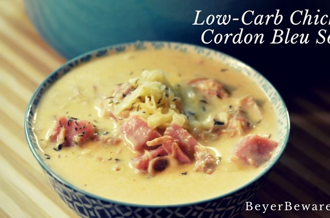 The low-carb chicken cordon bleu soup is creamy and flavorful. The richness will make it filling and comforting on a chilly winter night.