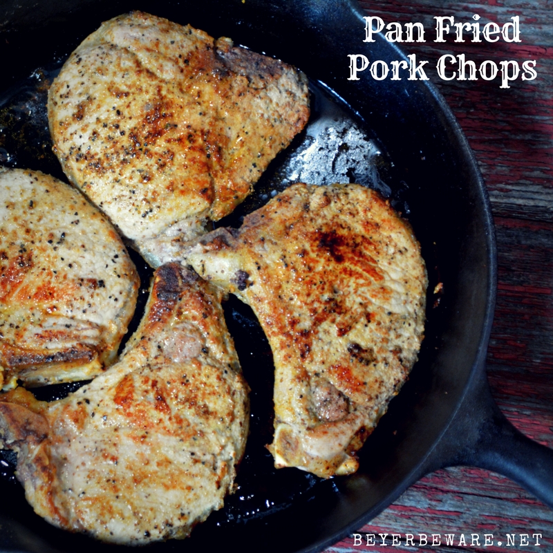 When I am looking for a no-nonsense focus on the pork chop recipe, this pan-fried pork chop recipe is my go-to since there is no flour, no marinading, no waiting, just juicy, flavorful pork chops.