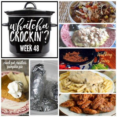 Looking for some crock pot inspiration? Something to make dinner time just a bit tastier? Look no farther than this week's Whatcha Crockin' Wednesday! This week's WCW recipes include Easy Baked Potatoes, Slow Cooker Chicken Mess, Crock Pot Taco Meat - Walking Tacos, Crock Pot Crustless Pumpkin Pie, Creamy Herbed Chicken, Crock Pot Glazed Pecans and Crockpot Chicken Tortilla Soup.