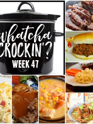 Are you looking for some new crock pot recipes? Something that will help make your busy schedule just a little bit easier? This week's Whatcha Crockin' crock pot recipes include Crock Pot Spicy Cheesy Chicken Spaghetti, Slow Cooker Beef Brisket, Crock Pot Chicken Corn Chowder, Crock Pot Sloppy Joe's for a Crowd, Easy Crock Pot Mongolian Beef, Slow Cooker Turkey and Stuffing Casserole, Creamy Crock Pot Mac and Cheese and Crockpot Coca Cola Roast Beef with Gravy and many more!