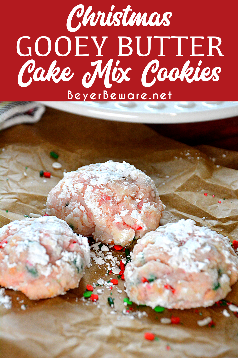 Christmas cake mix gooey butter cookies are a light and fluffy cake mix Christmas cookie made with just for ingredients.