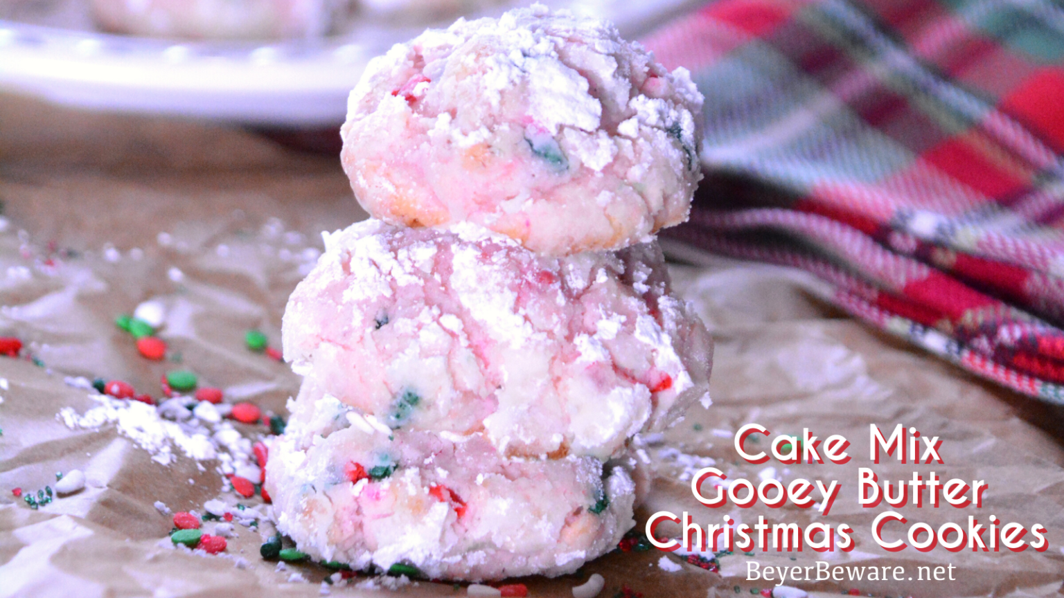 Christmas cake mix gooey butter cookies are a light and fluffy cookie