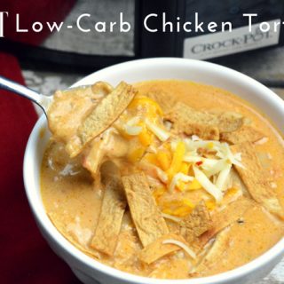 I am obsessed with chicken tortilla soup from Max and Erma's. This crock pot low-carb chicken tortilla soup is creamy and hearty and will not leave you craving. #Keto #LowCarb