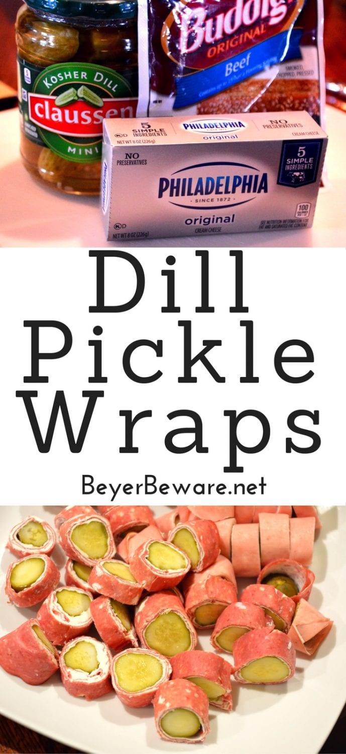 Three simple ingredients to make these dill pickle wraps for an easy low-carb and gluten free snack. #Keto #LowCarb #KetoSnacks