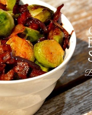 Cast-Iron skillet Brussels Sprouts with bacon and onions are the way to eat Brussels sprouts sauteed with caramelized red onions and bacon.