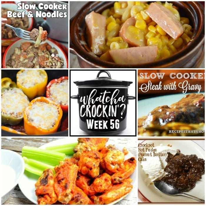 This week’s Whatcha Crockin’ crock pot recipes include Slow Cooker Beef and Noodles, Slow Cooker Sausage Stuffed Peppers, Crock Pot Cheesy Corn and Smoked Sausage Bake, Slow Cooker Steak and Gravy, Instant Pot Buffalo Wings, Mississippi Roast, Crock Pot Hot Fudge Peanut Butter Cake, Instant Pot Sous Vide Bacon Egg Bites and many more!