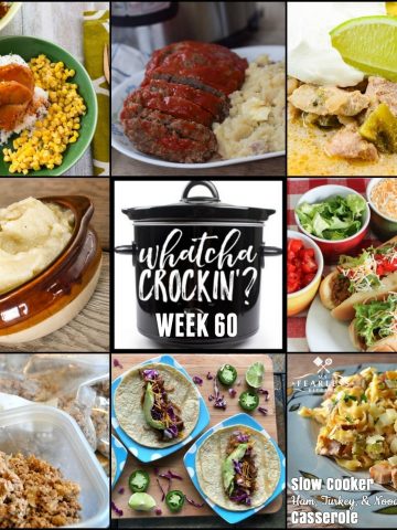 This week’s Whatcha Crockin’ crock pot recipes include Instant Pot Meatloaf and Mashed Potatoes, Slow Cooker Ham, Turkey and Noodle Casserole, Crock Pot Spiced Peach Pork Chops, Crock Pot Taco Joes, Instant Pot Low-Carb Mashed Cauliflower, Crock Pot Pork Chile Verde, Crock Pot Ground Beef and more!