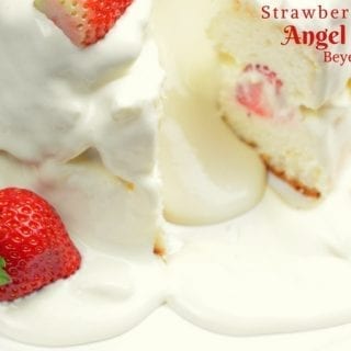 Strawberries and Cream Angel Food Cake is semi-homemade dessert that is ready in under 10 minutes with the sweet combination of cool whip, cheesecake pudding and powdered sugar poured over angel food cake and strawberries.