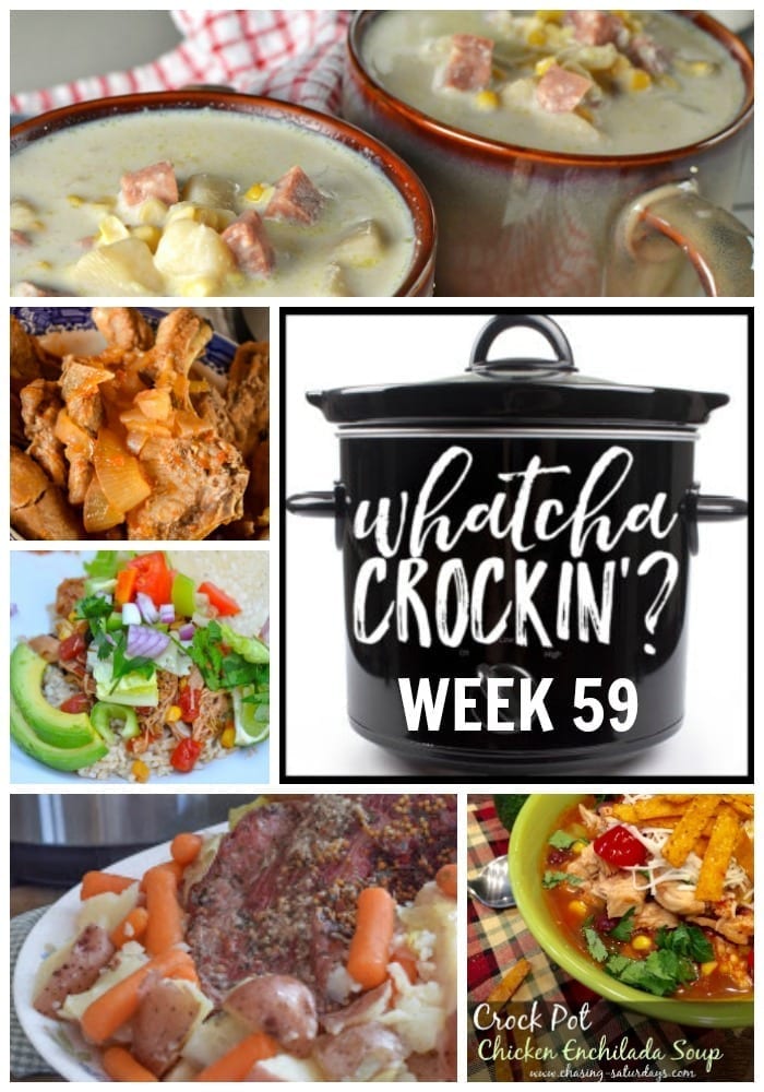 This week’s Whatcha Crockin’ crock pot recipes include Slow Cooker Pulled Chicken, Instant Pot Ham and Corn Chowder,  Crock Pot Chicken Enchilada Soup, Instant Corned Beef and Cabbage, Gramma's Beef Barley Soup, Instant Pot Pork Ribs, Crock Pot Chicken Wings, Crock Pot Chicken Taco Bowls, and many more! 
