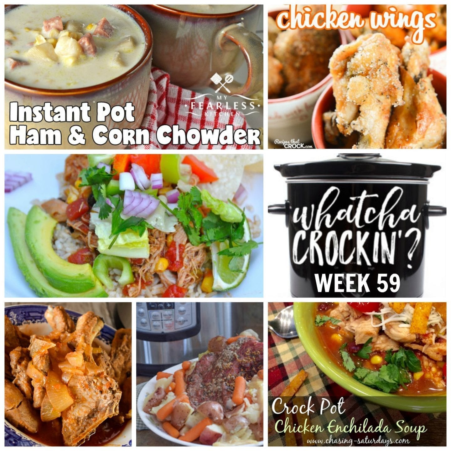 This week’s Whatcha Crockin’ crock pot recipes include Slow Cooker Pulled Chicken, Instant Pot Ham and Corn Chowder,  Crock Pot Chicken Enchilada Soup, Instant Corned Beef and Cabbage, Gramma's Beef Barley Soup, Instant Pot Pork Ribs, Crock Pot Chicken Wings, Crock Pot Chicken Taco Bowls, and many more! 