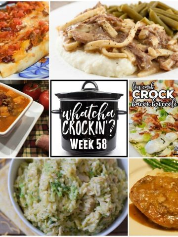 This week’s Whatcha Crockin’ crock pot recipes include Instant Pot Cheesy Chicken Broccoli Rice, Crock Pot Beef and Noodles, Crock Pot Ground Beef Acapulco Enchiladas, Crock Pot Bacon Broccoli Chicken, Crock Pot Pepsi Pork Chops, Instant Pot Sweet Potato Chipotle Chili, Slow Cooker Cheesy Taco Dip, Oooey Gooey Crock Pot BBQ Chicken Wings and many more!