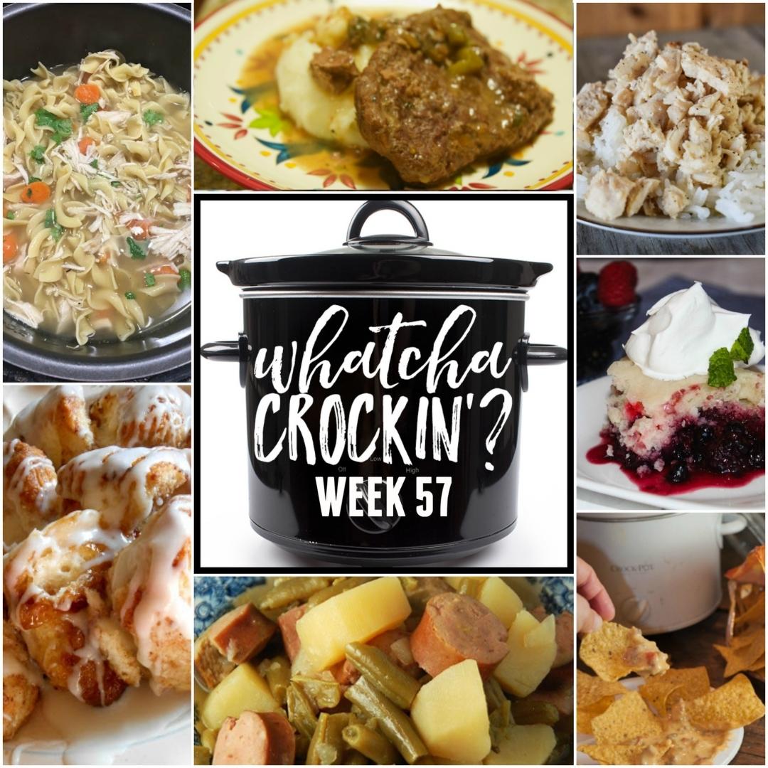 This week’s Whatcha Crockin’ crock pot recipes include Instant Pot Chicken Noodle Soup, Mixed Berry Dump Cake, Crock Pot Beef Cubed Steak, Crock Pot Sausage, Green Beans and Potatoes, Instant Pot Buttery Chicken, Crock Pot Chili Con Queso, Amazing Crock Pot Caramel Sweet Rolls and many more!