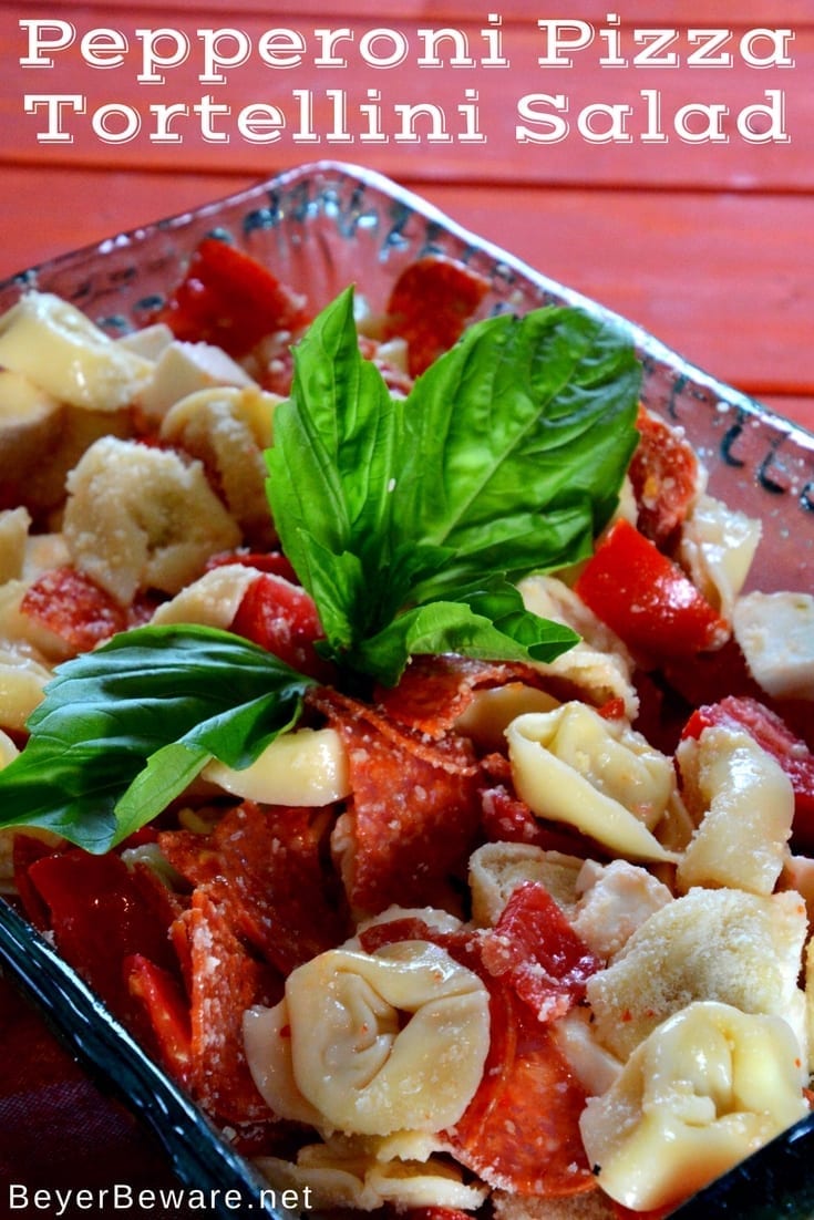 For pizza lovers, this pepperoni pizza tortellini pasta salad will quickly become one of your favorite pasta salads with cheese, tomato, and pepperoni flavors in every single bite.