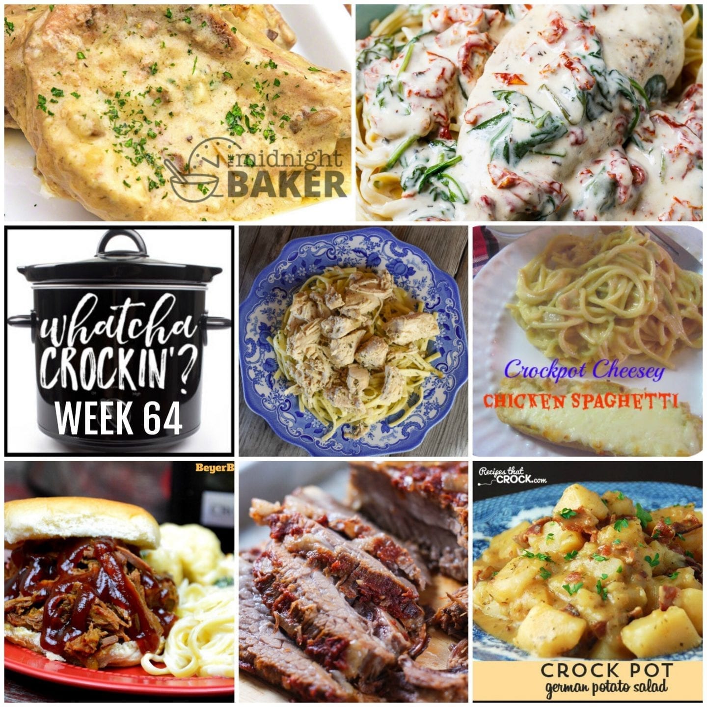 This week’s Whatcha Crockin’ crock pot recipes include Slow Cooker Onion Cream Pork Chops, Slow Cooker Creamy Tuscan Chicken, Crock Pot Cheesey Chicken Spaghetti, Slow Cooker Beef Brisket, Instant Pot Golden Chicken Imperial, German Potato Salad, Slow Cooker Root Beer Beef BBQ and more!