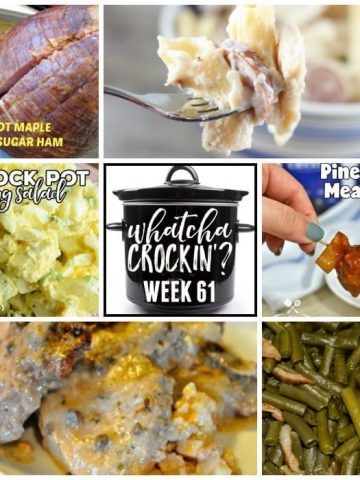 This week’s Whatcha Crockin’ crock pot recipes include Crock Pot Maple Brown Sugar Ham, Smoked Sausage and Cheese Pasta Bake, Crock Pot Egg Salad, Crock Pot Green Beans with Bacon and Onion, Crock Pot Ranch Pork Chops and Potatoes, Slow Cooker Chicken Pot Pie Soup, Slow Cooker Pineapple Meatballs and more!