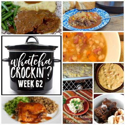 This week’s Whatcha Crockin’ crock pot recipes include Crock Pot Cubed Steak with Gravy, Honey Garlic Chicken and Gravy, Crock Pot Chocolate Lava Cake, Crock Pot Sausage Queso Dip, Crock Pot Scrambled Eggs Casserole with Sausage and Green Chilies, Instant Pot Beef Vegetable Soup and Slow Cooker White Bean Soup and more!