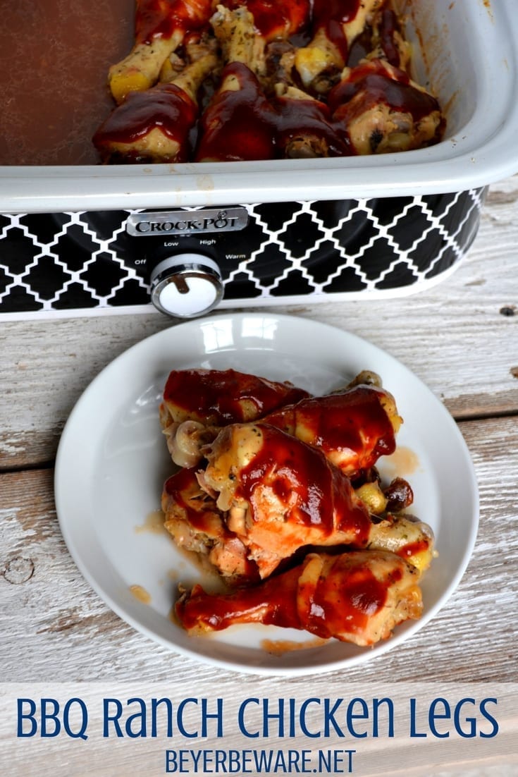 Crock Pot BBQ Ranch Chicken Legs is a simple three ingredient chicken