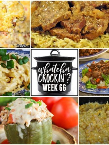 This week’s Whatcha Crockin’ crock pot recipes include Slow Cooker Cheesy Chicken and Rice, Instant Pot Italian Stuffed Peppers, Crock Pot Round Steak, Instant Pot Hawaiian Beef, Crock Pot Sweet Corn Sausage Rice Casserole, Smothered Chicken, Crock Pot Cheesy Chicken and Noodles and more!