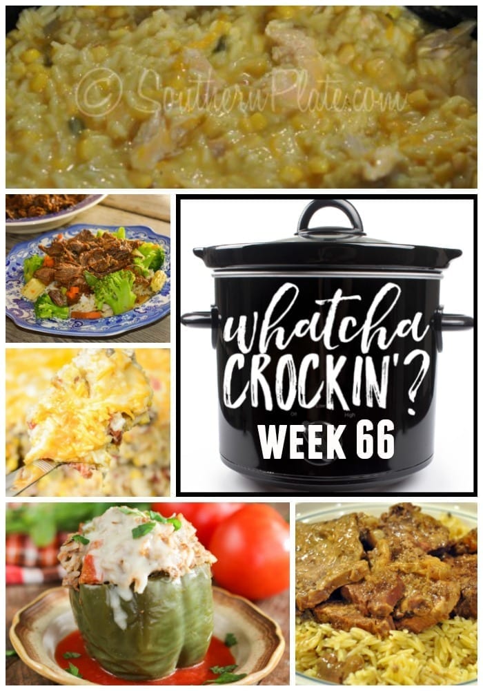 This week’s Whatcha Crockin’ crock pot recipes include Slow Cooker Cheesy Chicken and Rice, Instant Pot Italian Stuffed Peppers, Crock Pot Round Steak, Instant Pot Hawaiian Beef, Crock Pot Sweet Corn Sausage Rice Casserole, Smothered Chicken, Crock Pot Cheesy Chicken and Noodles and more!