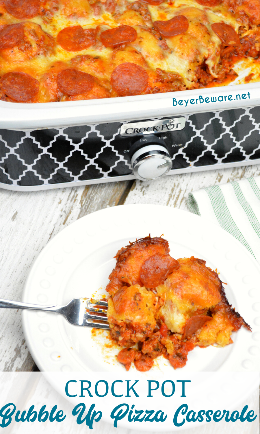 Easy Crock-Pot Pizza Casserole - Plowing Through Life