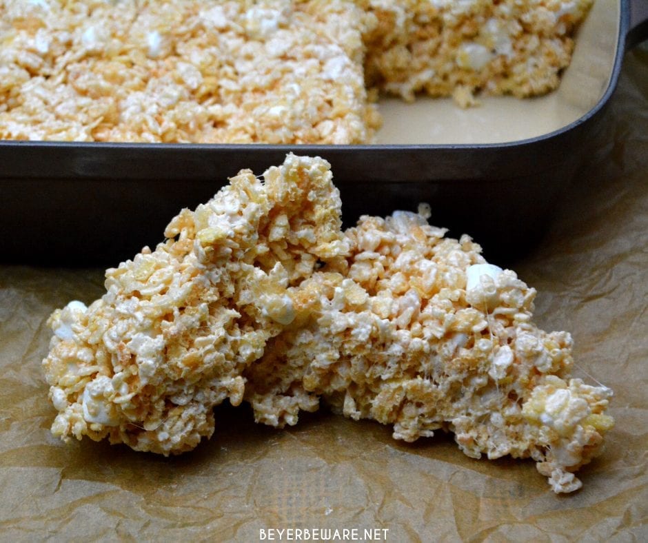 Marshmallow creme rice crispy treats are the no-bake, gluten-free dessert every child loves and is so easy to make with marshmallow fluff, butter, marshmallows, and Rice Krispies.