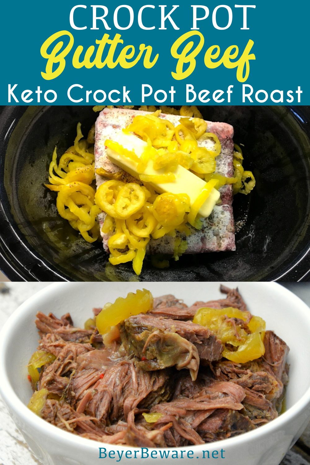 Keto crock pot butter beef roast recipe is a simple butter, ranch, and Italian seasonings and banana pepper rings combined to make the low-carb beef roast. 