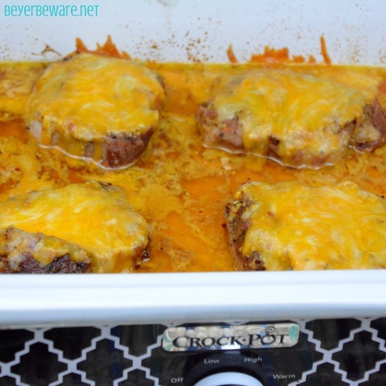 The crock pot cheesy garlic and brown sugar pork chops will be a hit