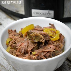 The combination of butter, ranch and Italian seasonings with the banana pepper rings give lots of zesty flavors making crock pot butter beef my go-to keto crock pot beef roast recipe.