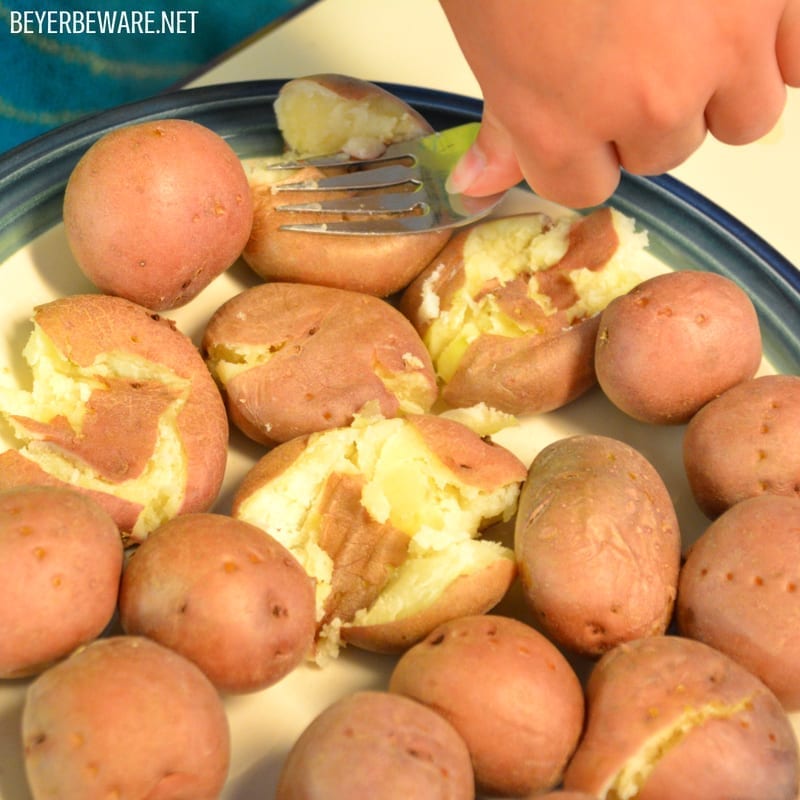 Quick cheesy potatoes are an easy loaded cheesy potatoes recipe with all of your loaded baked potato toppings that can be done in under 20 minutes.