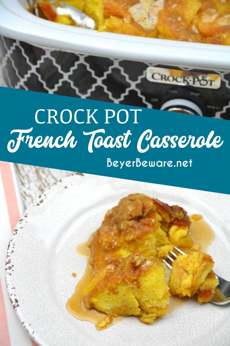 Crock Pot French toast casserole is a rich caramelized French toast recipe with rich maple flavors and the combination of a crumb top with a caramel bottom and fluffy bread middle.