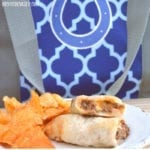 These sloppy joe sticks are handheld sloppy joes that meld meat and cheese together inside a burrito made from pizza crust.